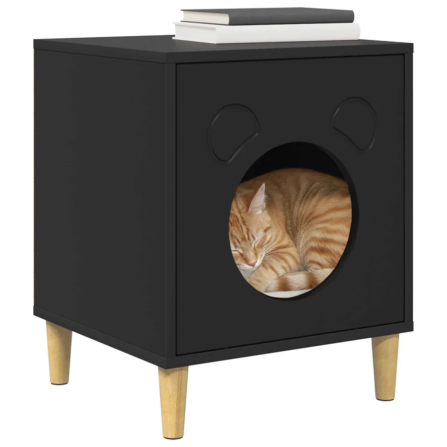 Maison pour chat Noir 42,5 x 40 x 53 cm Bois d'ingénierie - 3