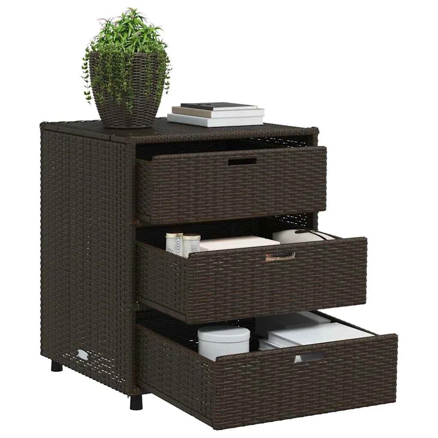 Armoire de rangement de jardin marron 55x59x69cm résine tressée - 4
