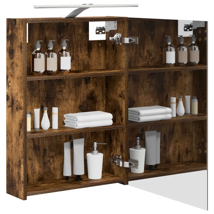 Armoire Miroir de Salle de Bain Chêne fumé 50 x 14,5 x 70 cm - 3