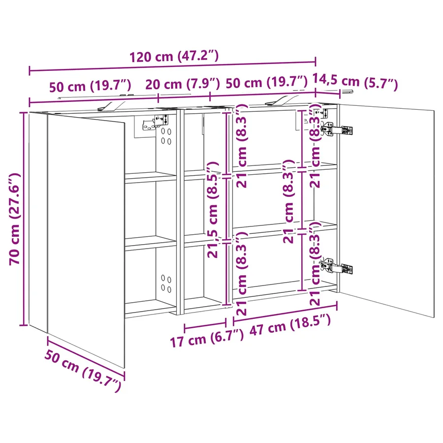 Ensemble de Meubles de Salle de Bain 3 pcs 120 x 14,5 x 70 cm - 13