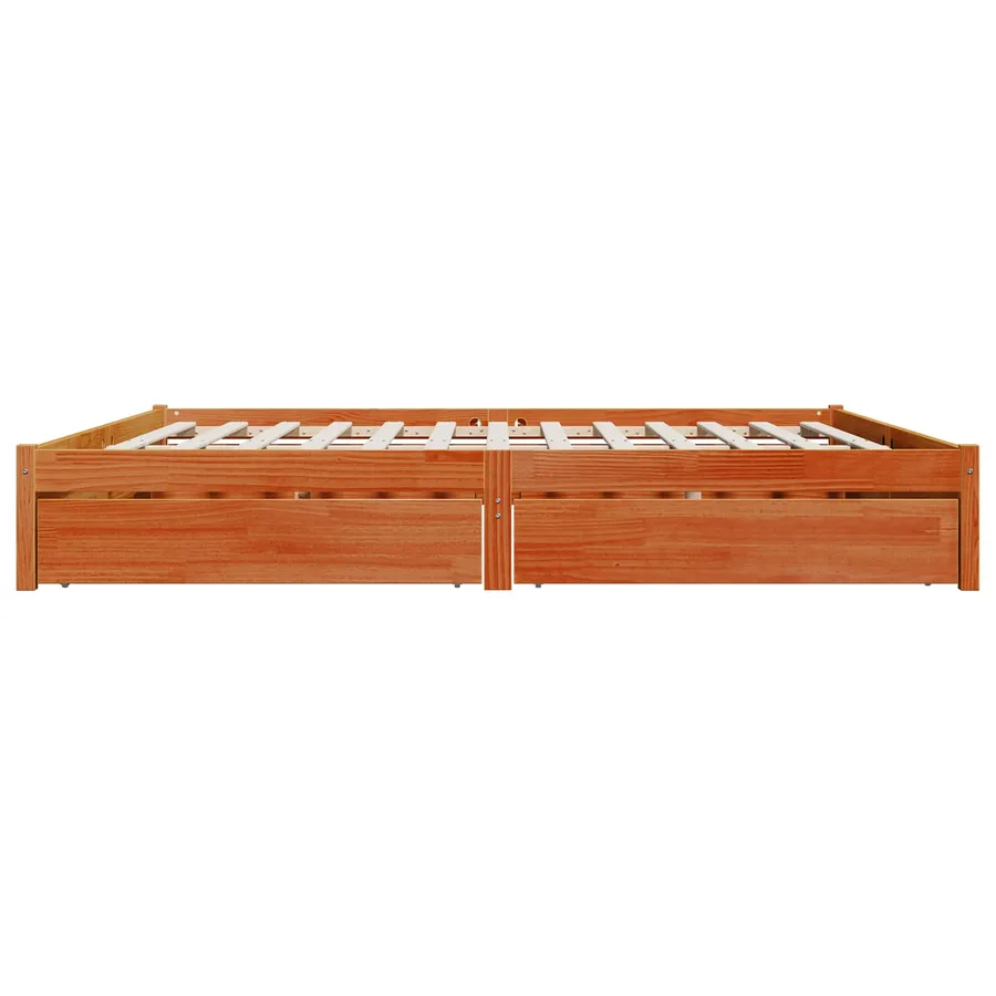 Cadre de lit Cire marron 200 x 200 cm Bois de Pin Massif - 6