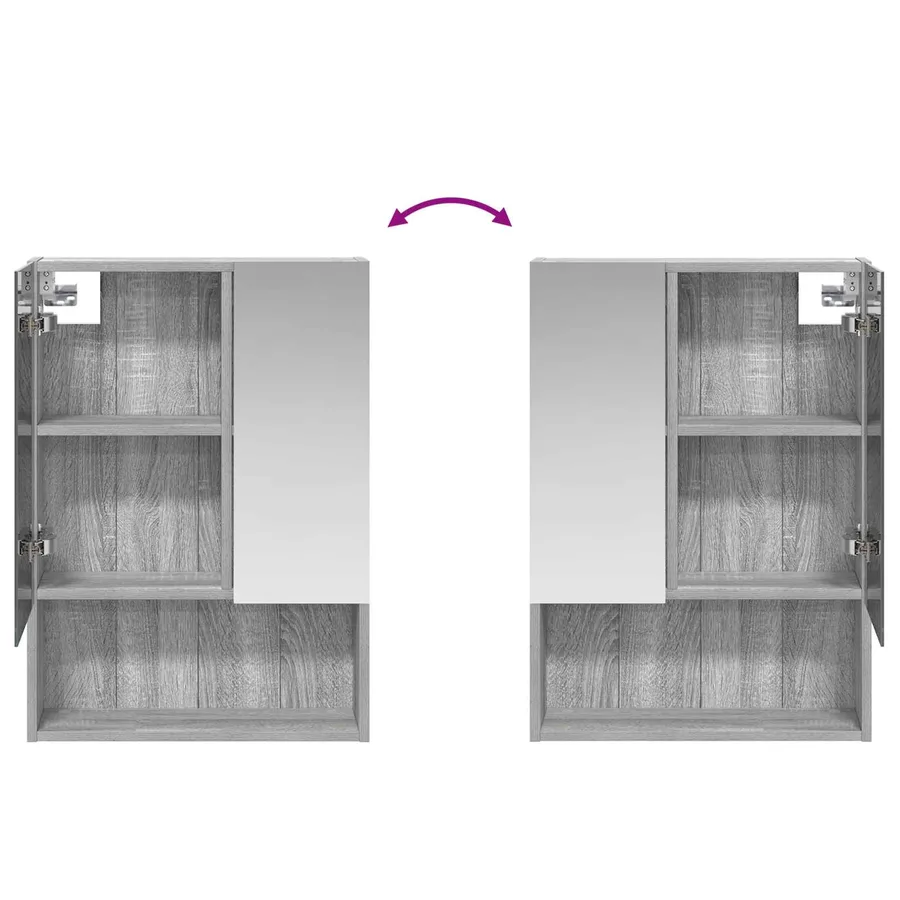 Armoire Miroir de Salle de Bain Gris Sonoma 50 x 14,5 x 70 cm - 8