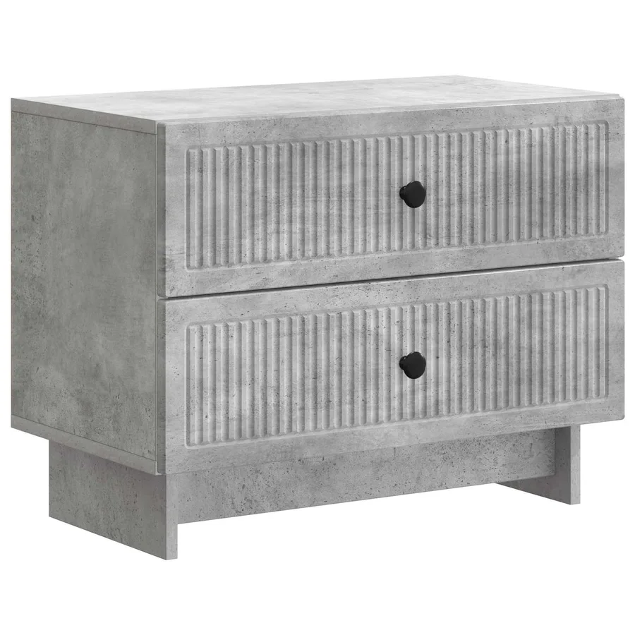 Cabinet de chevet avec tiroir Gris béton 62 x 34,5 x 47,5 cm - 2
