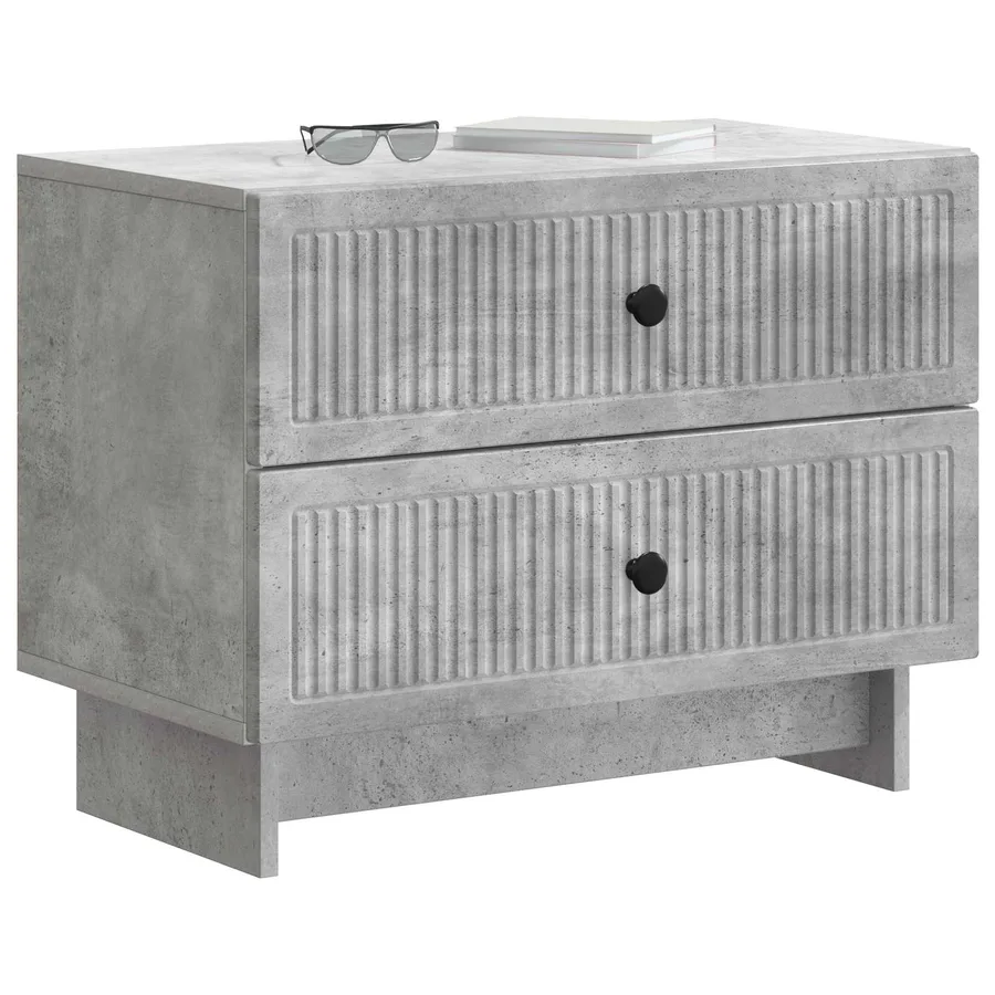 Cabinet de chevet avec tiroir Gris béton 62 x 34,5 x 47,5 cm - 3