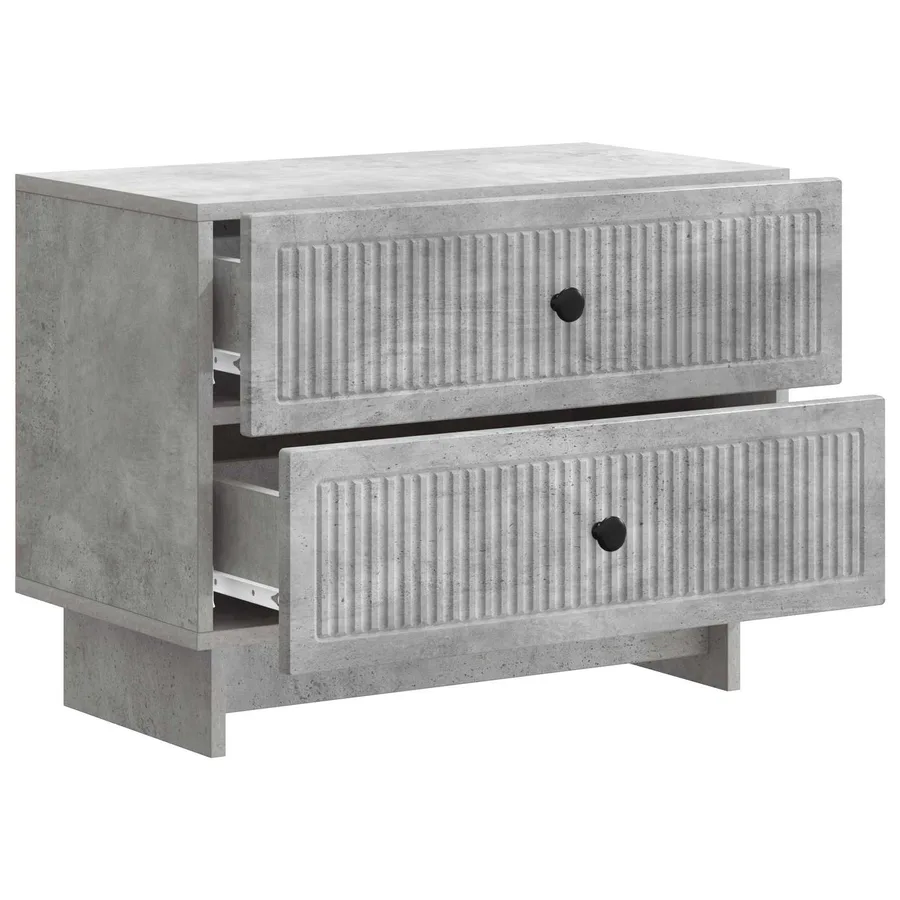 Cabinet de chevet avec tiroir Gris béton 62 x 34,5 x 47,5 cm - 4