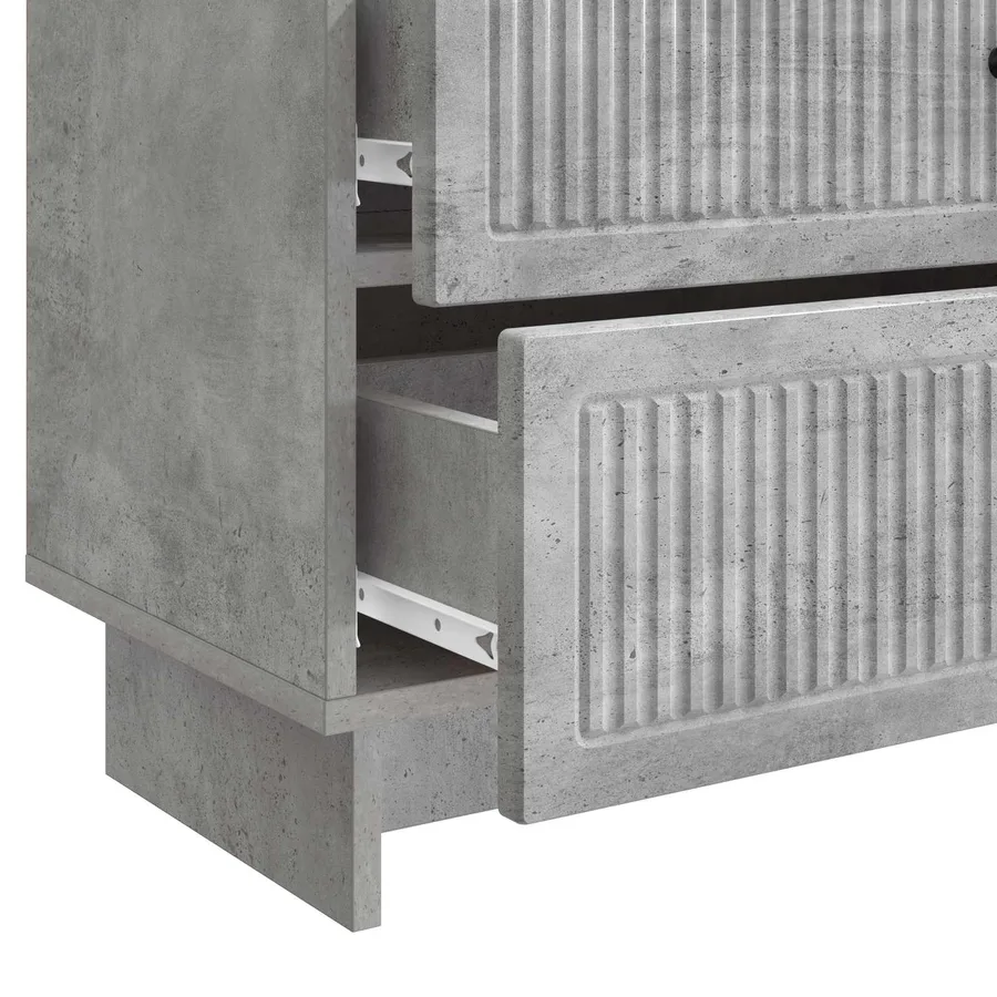 Cabinet de chevet avec tiroir Gris béton 62 x 34,5 x 47,5 cm - 9