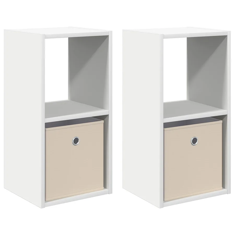 Table de chevet avec tiroir 2 pcs Blanc 30,5 x 27 x 59,5 cm - 2