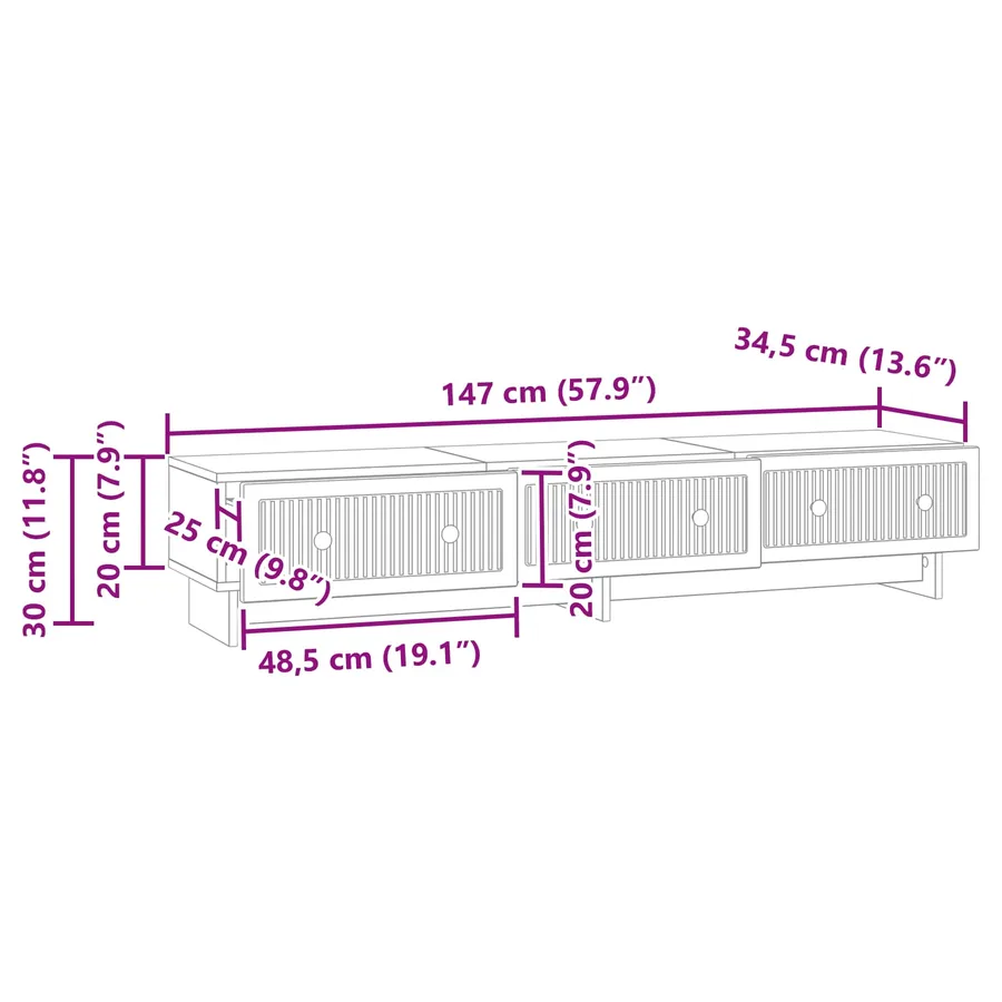 Meuble TV Blanc 147 x 34,5 x 30 cm Bois d'ingénierie - 12