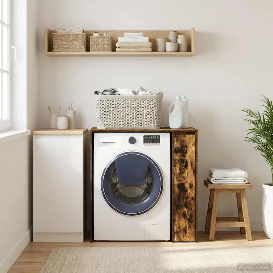 Armoire pour machine à laver Chêne fumé 87 x 60 x 89 cm - 4