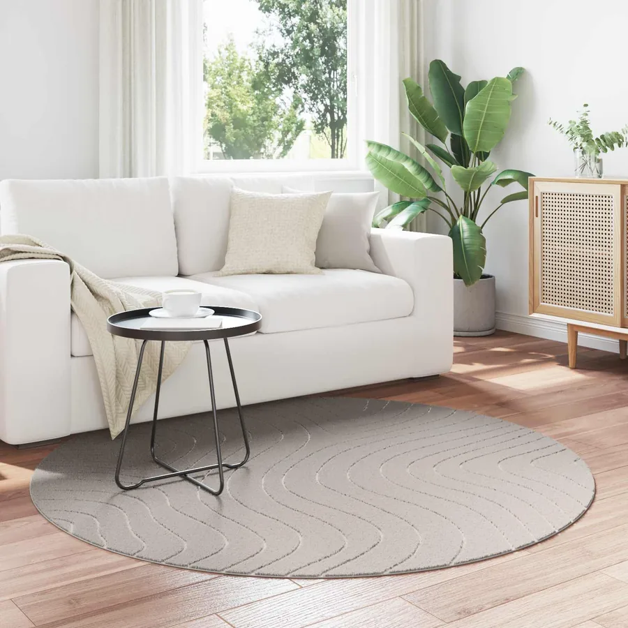Tapis de surface Rond PALMERAS Crème Ø 200 CM Polyester