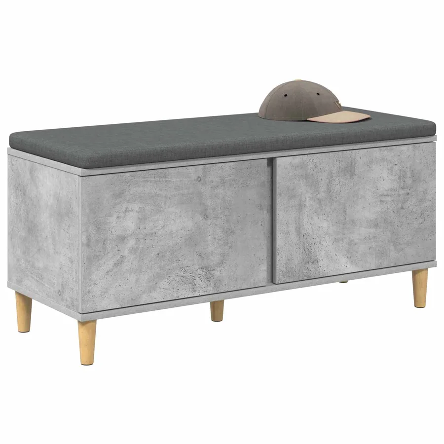 Banc d'entrée avec coussin Gris Béton 100 x 38 x 46 cm - 3