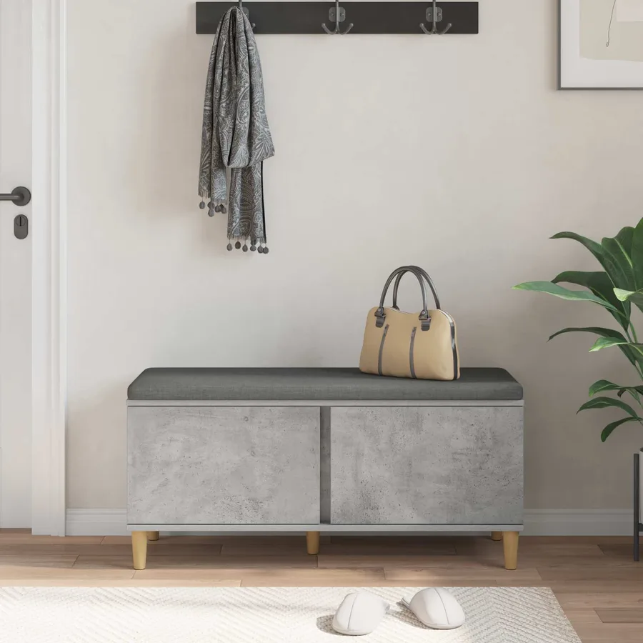 Banc d'entrée avec coussin Gris Béton 100 x 38 x 46 cm - 4