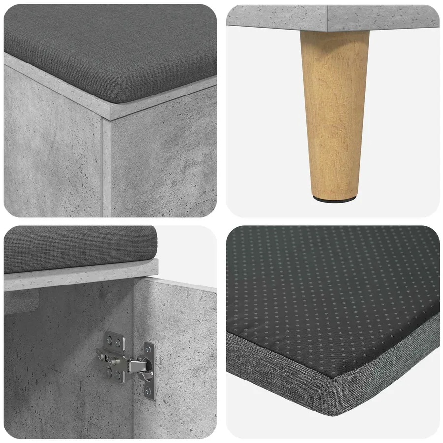 Banc d'entrée avec coussin Gris Béton 100 x 38 x 46 cm - 9