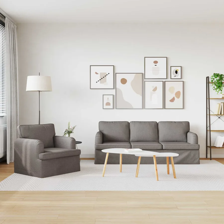 Ensemble de Canapés 2 pcs Taupe 201 x 80 x 85 cm tissu - 3