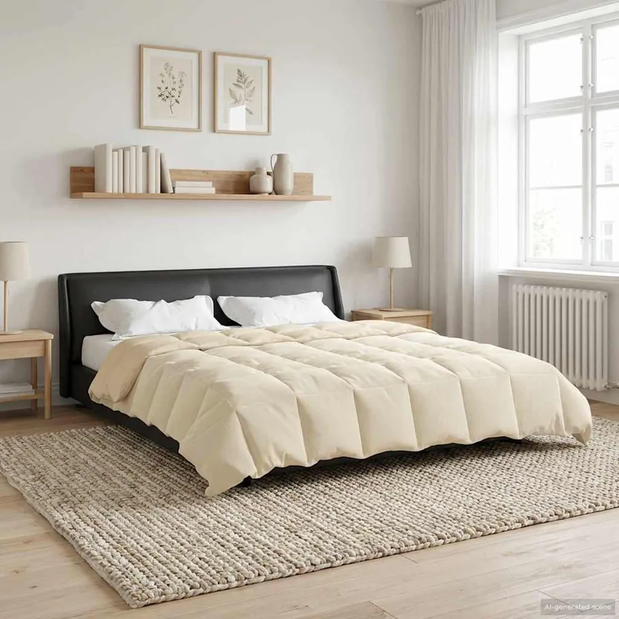 Duvet d'été simple Matelassé Crème 240 x 260 cm Microfibre - 4