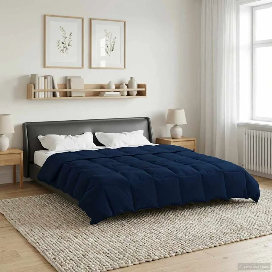 Duvet complet toute l'année Bleu foncé 220 x 240 cm Microfibre
