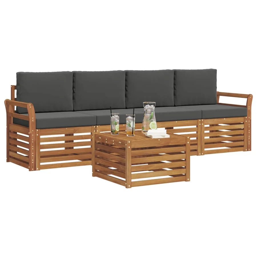 Ensemble de canapés d'extérieur 5 pcs Naturel et Anthracite - 3