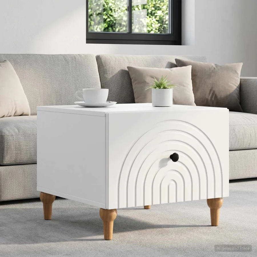 Table basse avec tiroir Blanc 49 x 50 x 40 cm Bois d'ingénierie