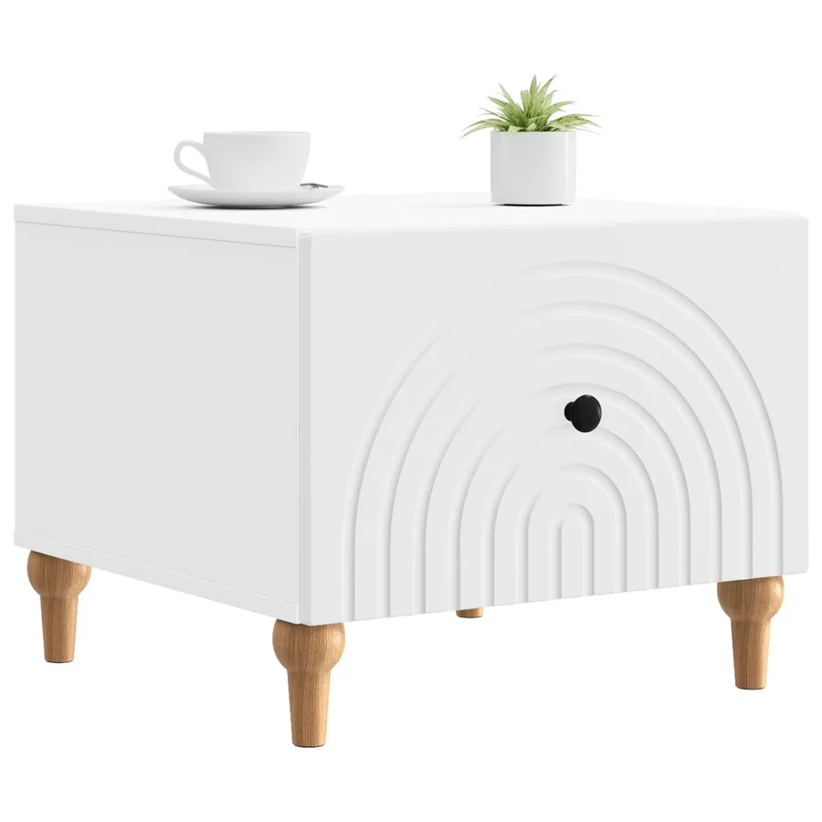 Table basse avec tiroir Blanc 49 x 50 x 40 cm Bois d'ingénierie - 3