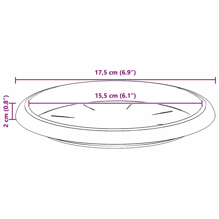 Plateau à fleurs rond 6 pcs Noir Ø 17,5 x 2 cm Plastique - 8