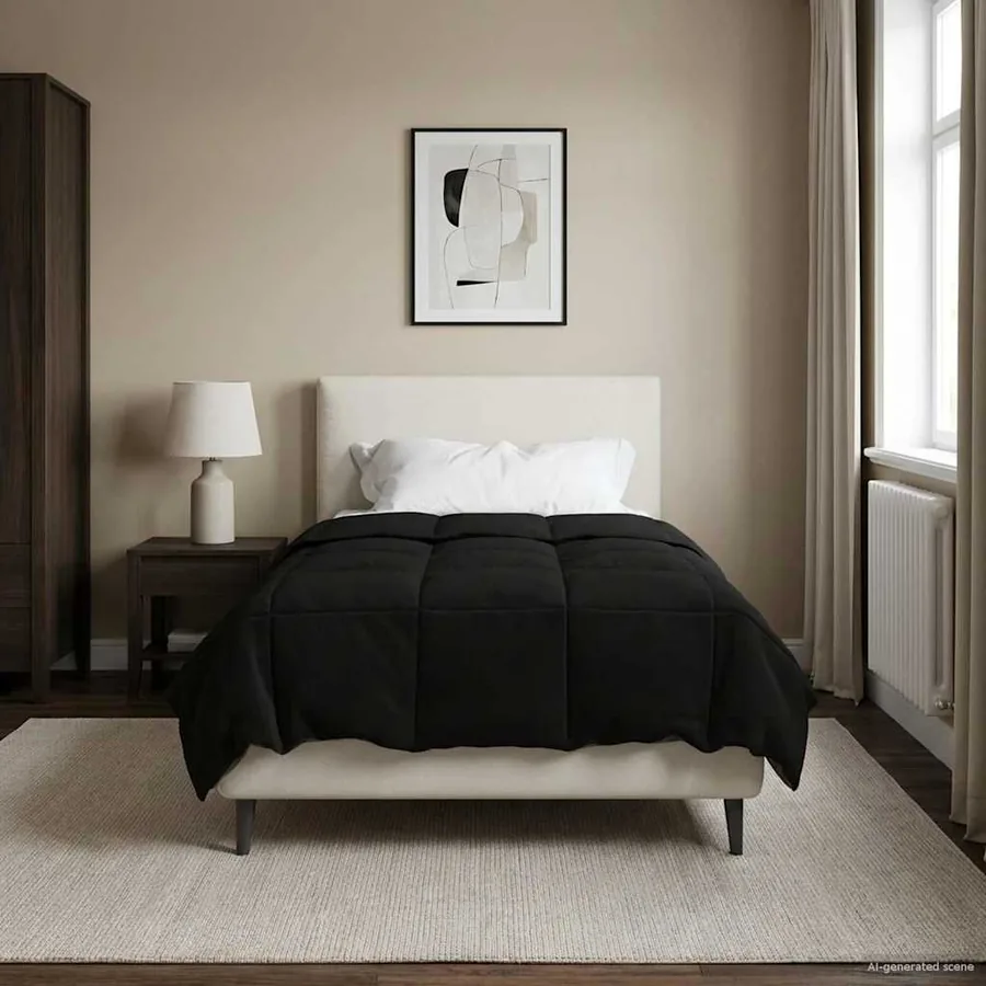 Duvet d'été simple Matelassé Noir 135 x 200 cm Microfibre
