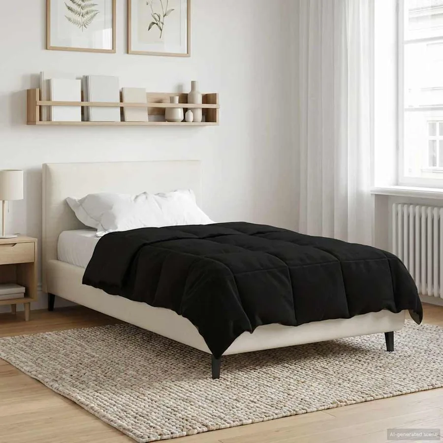 Duvet d'été simple Matelassé Noir 135 x 200 cm Microfibre - 4