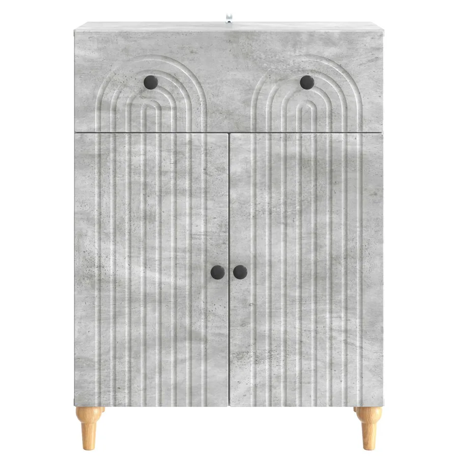 Buffet Gris béton 66 x 34,5 x 90 cm Bois d'ingénierie - 6