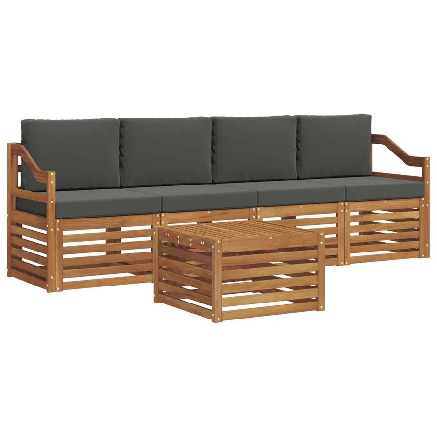 Ensemble de canapés d'extérieur 5 pcs Naturel et Anthracite - 2