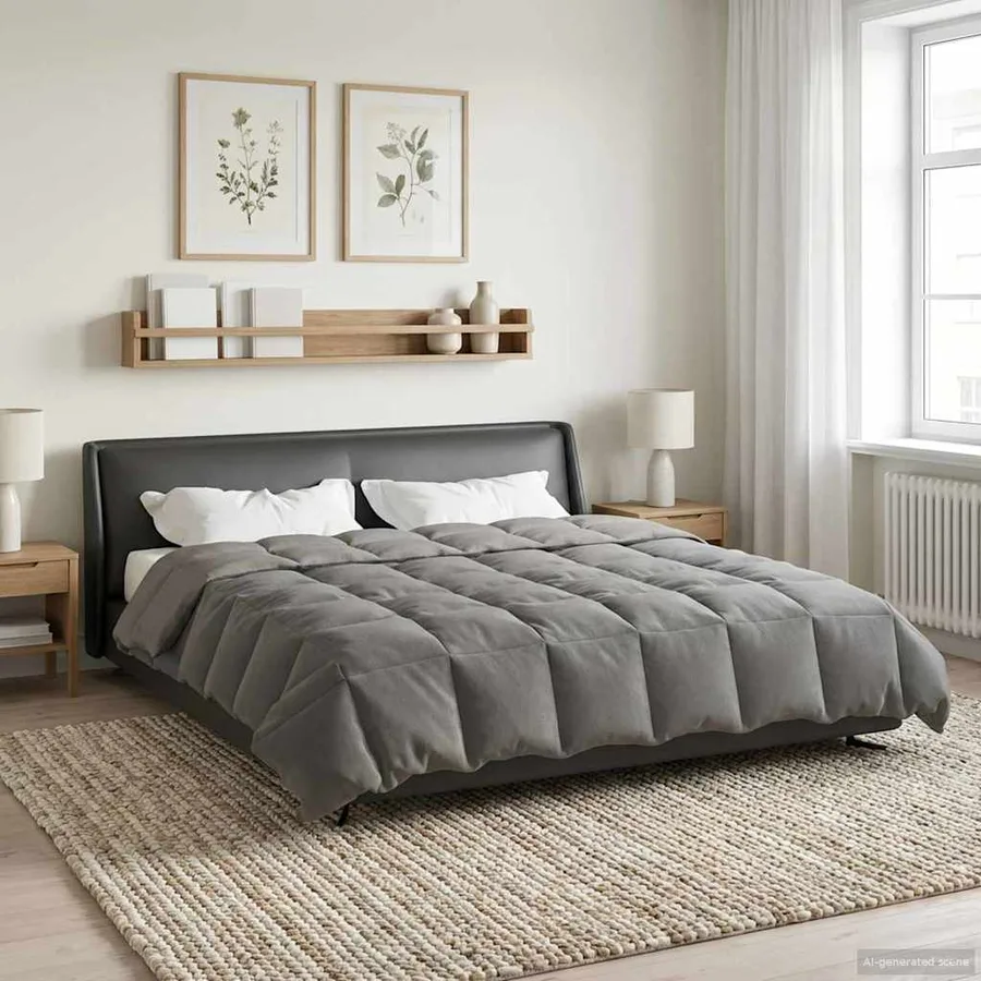 Duvet d'hiver Matelassé Gris clair 200 x 220 cm Microfibre - 4