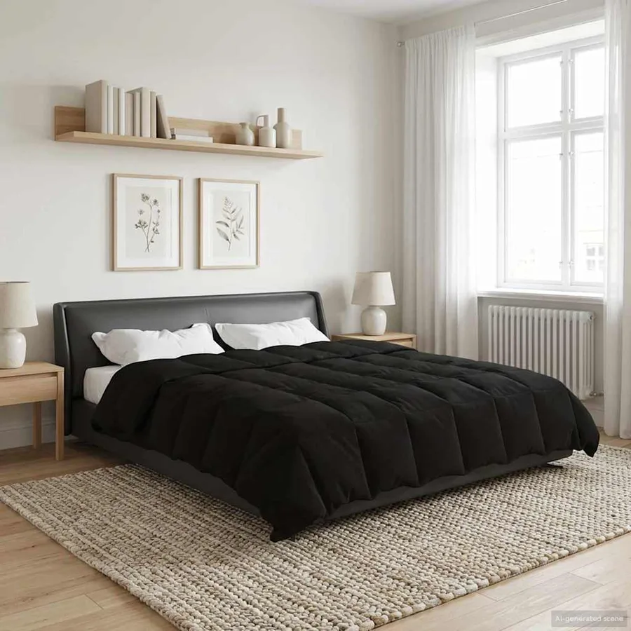 Duvet d'hiver Matelassé Noir 200 x 200 cm Microfibre - 4