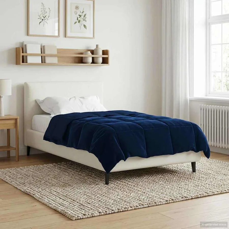 Duvet complet toute l'année Bleu foncé 155 x 200 cm Microfibre