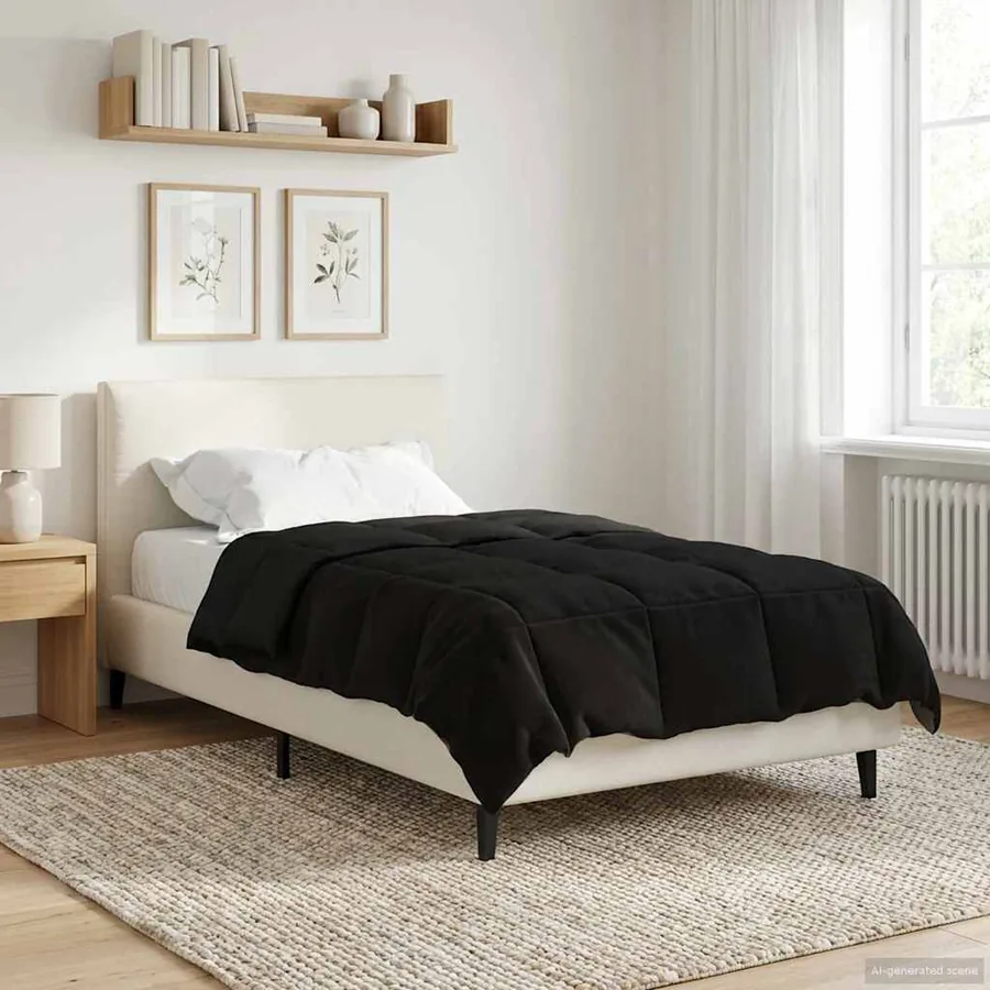 Duvet complet toute l'année Noir 135 x 220 cm Microfibre