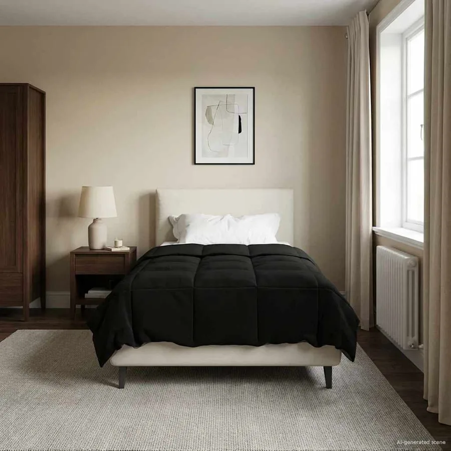 Duvet complet toute l'année Noir 135 x 220 cm Microfibre - 4