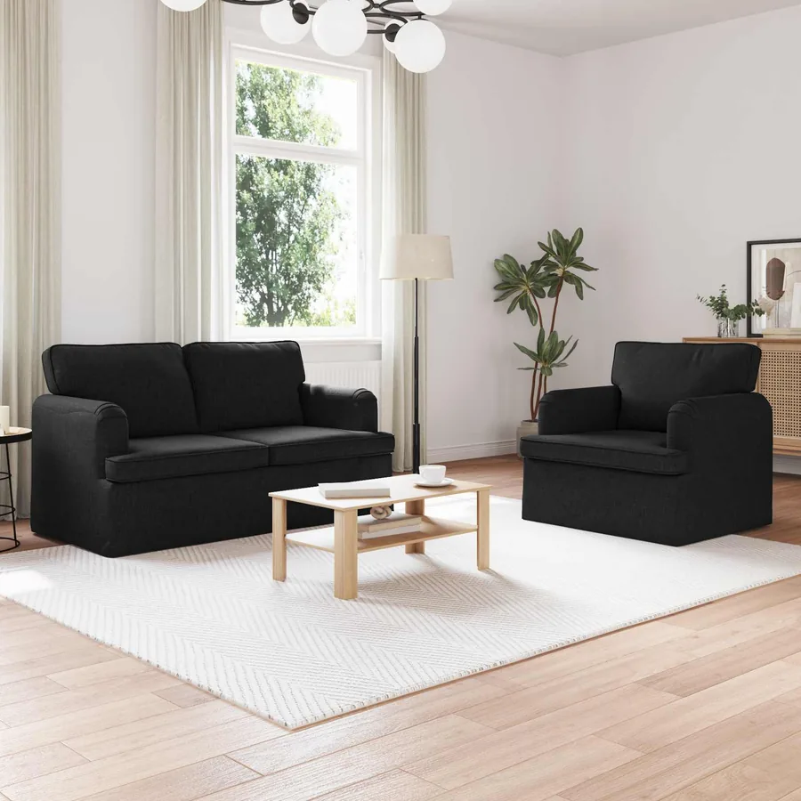 Ensemble de Canapés 2 pcs Noir 144 x 80 x 85 cm tissu