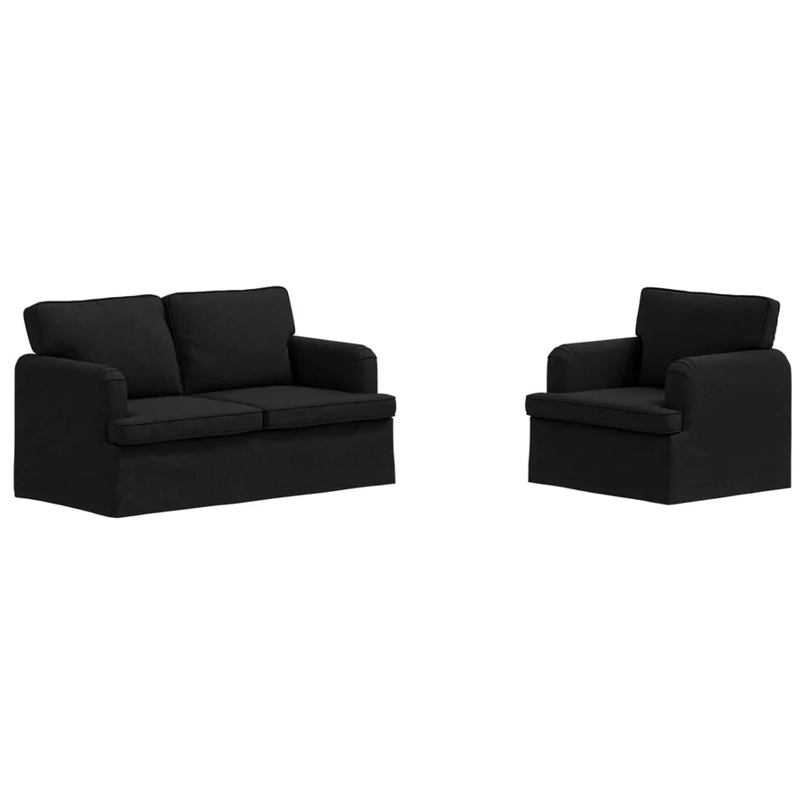 Ensemble de Canapés 2 pcs Noir 144 x 80 x 85 cm tissu - 2