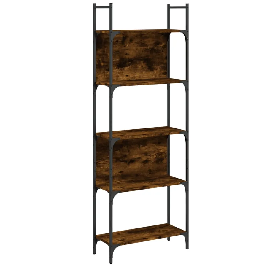 Bibliothèque à 5 niveaux chêne fumé 60,5x24x166,5 cm - 2
