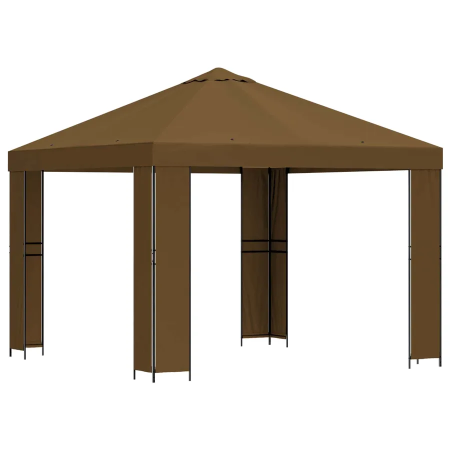 Pavillon 3 x 3 m Taupe Polyester et Acier 190 gsm - 2