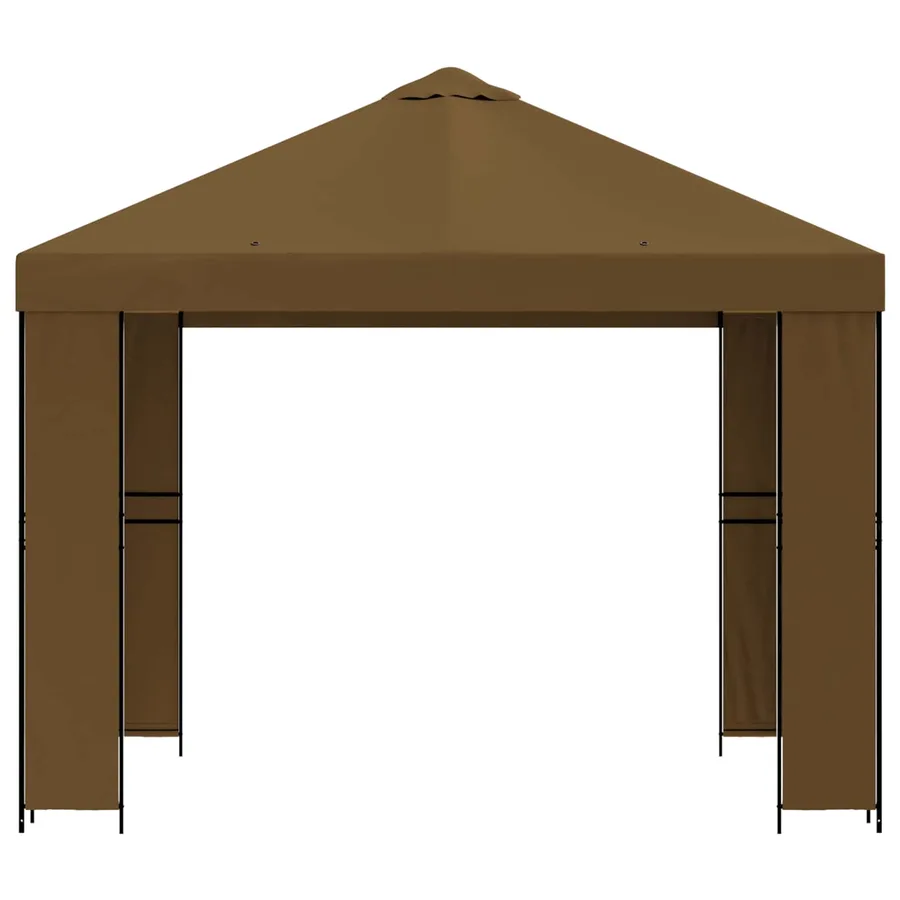 Pavillon 3 x 3 m Taupe Polyester et Acier 190 gsm - 3