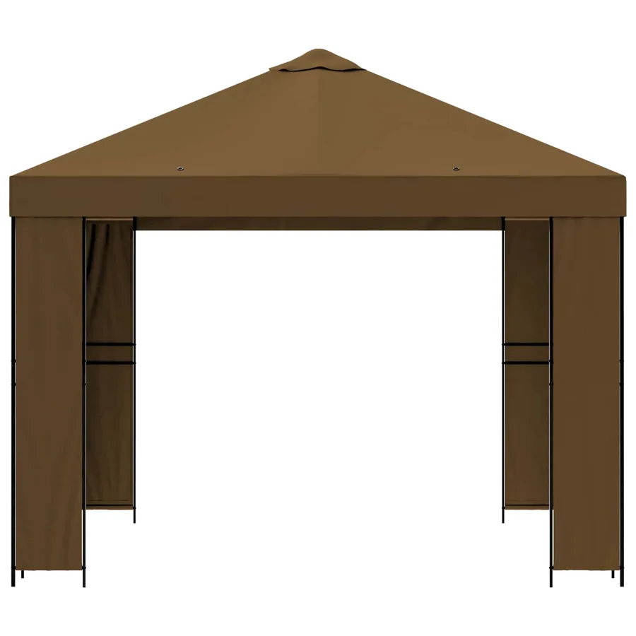 Pavillon 3 x 3 m Taupe Polyester et Acier 190 gsm - 4