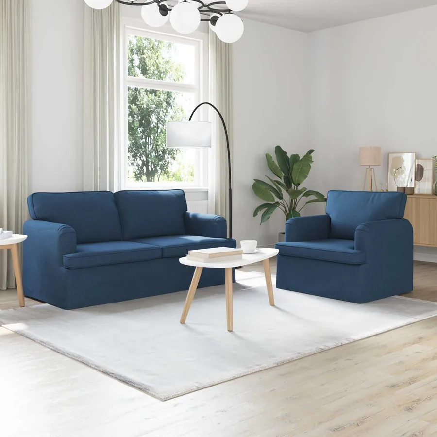 Ensemble de Canapés 2 pcs Bleu 162 x 80 x 85 cm tissu