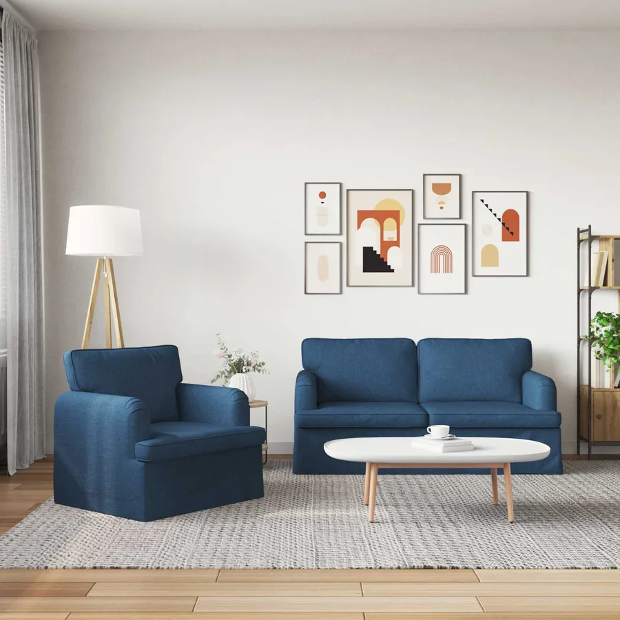 Ensemble de Canapés 2 pcs Bleu 162 x 80 x 85 cm tissu - 3