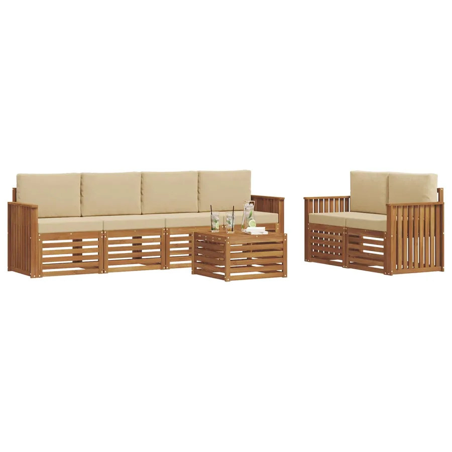 Ensemble de canapés d'extérieur 7 pcs Naturel et Beige - 3