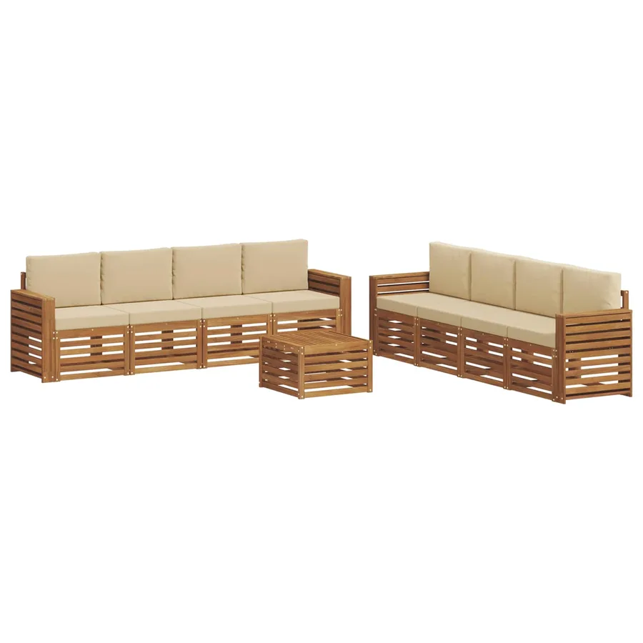 Ensembles de canapés avec coussin 9 pcs Naturel et Beige - 2