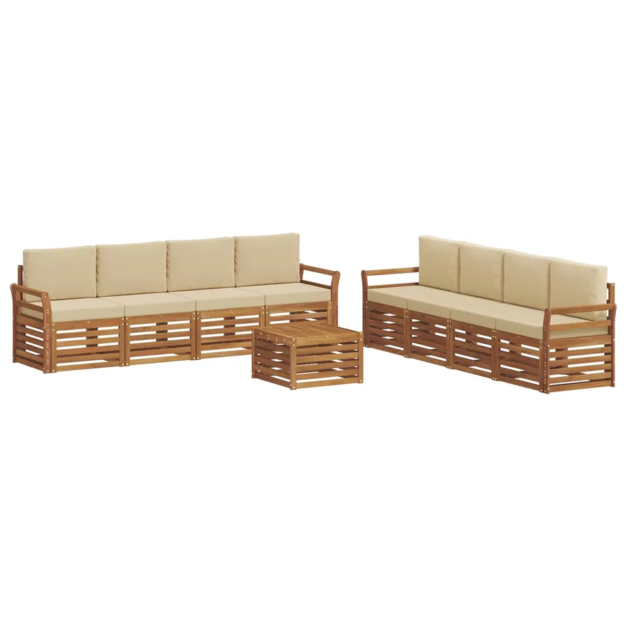 Ensembles de canapés avec coussin 9 pcs Naturel et Beige - 2