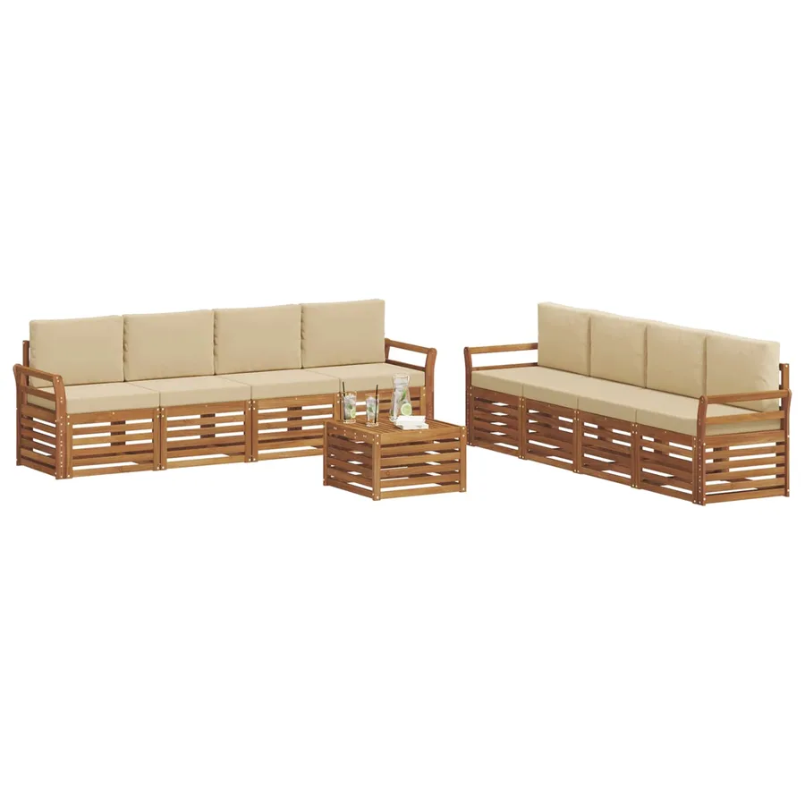 Ensembles de canapés avec coussin 9 pcs Naturel et Beige - 3