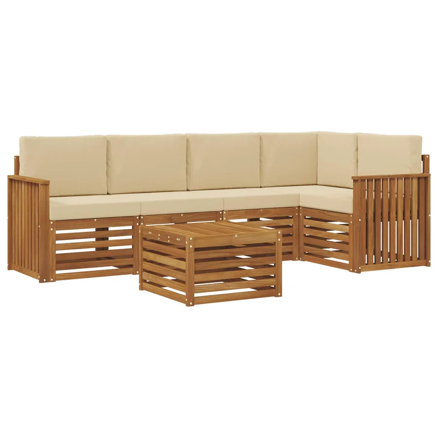 Ensemble de canapé d'angle avec coussin 6 pcs Naturel et Beige - 2