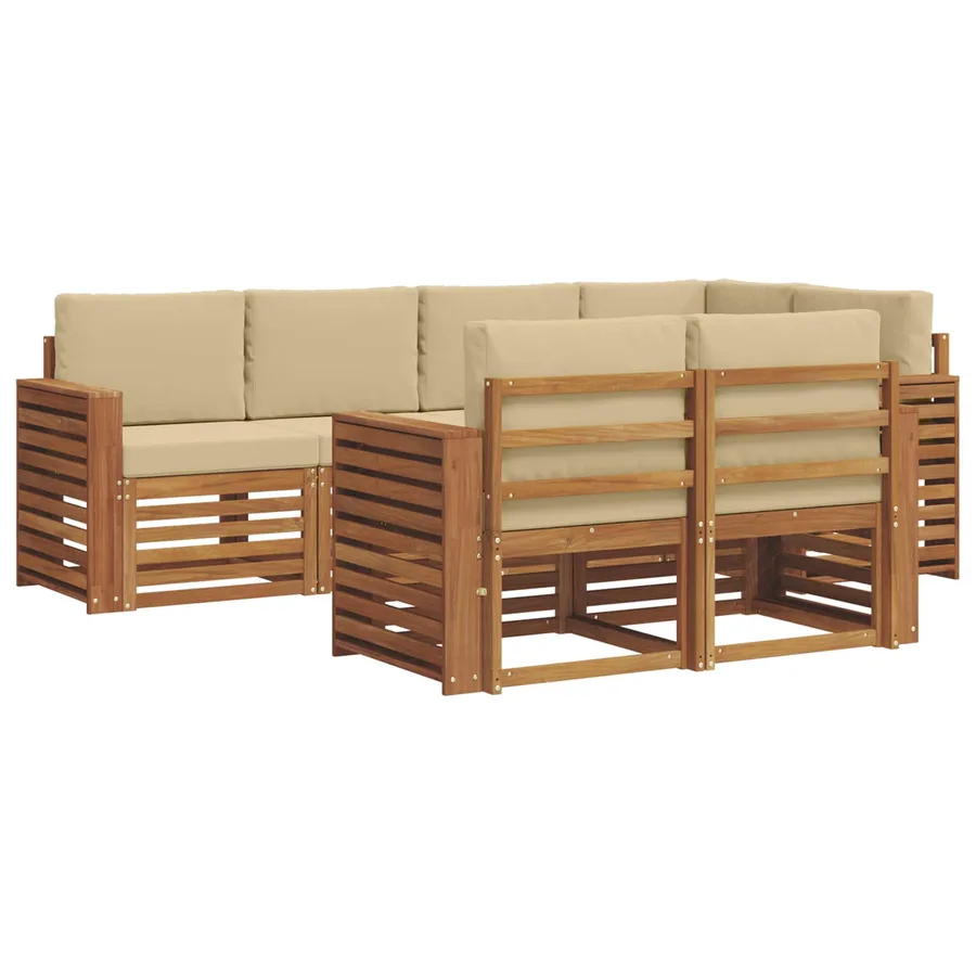 Ensemble de canapé d'angle avec coussin 7 pcs Naturel et Beige - 2
