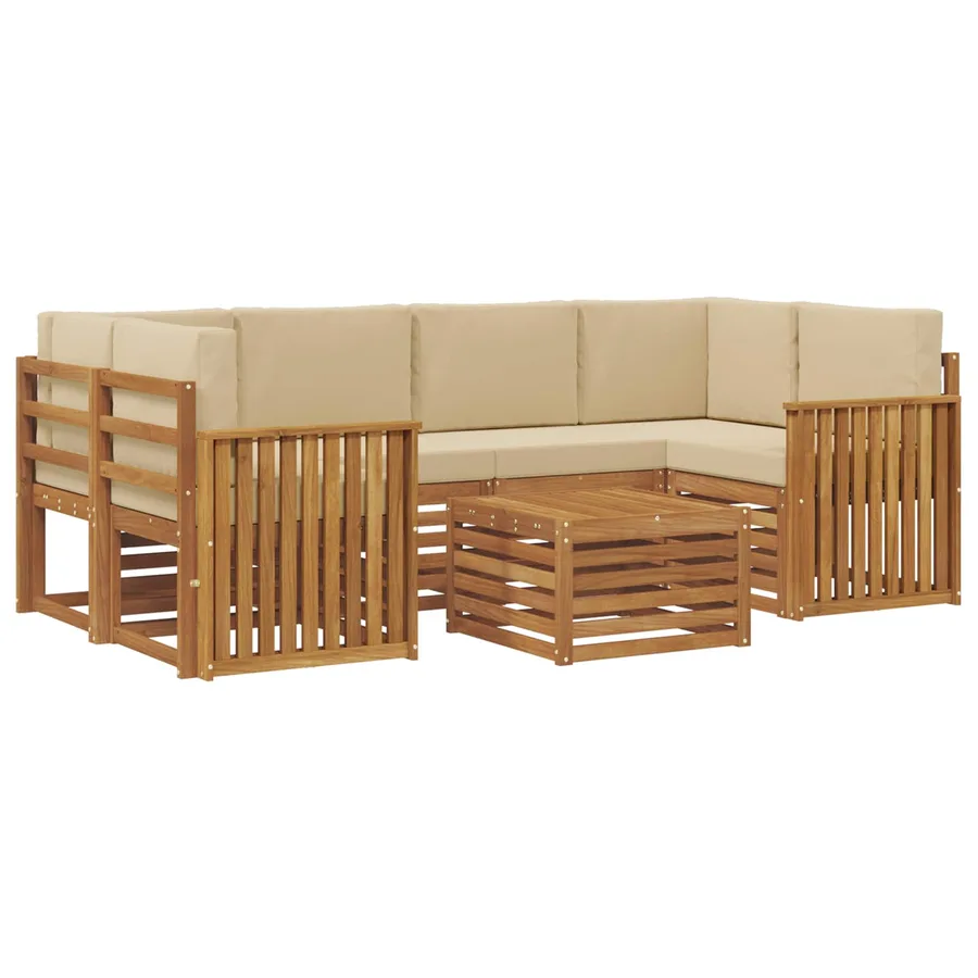 Ensemble de canapés d'extérieur 7 pcs Naturel et Beige - 2