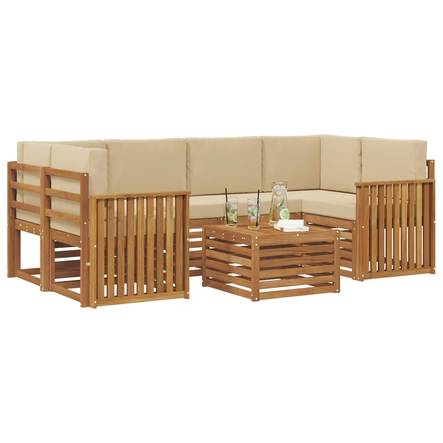Ensemble de canapés d'extérieur 7 pcs Naturel et Beige - 3