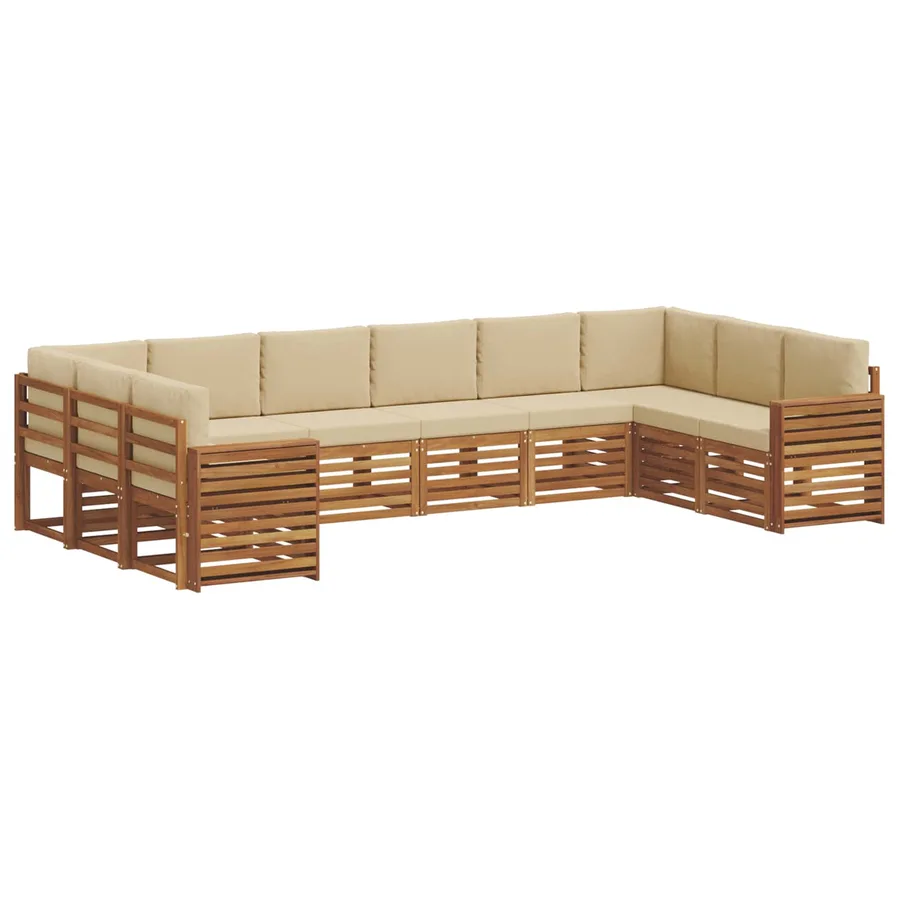 Ensemble de canapé d'angle avec coussin 10 pcs Naturel et Beige - 2